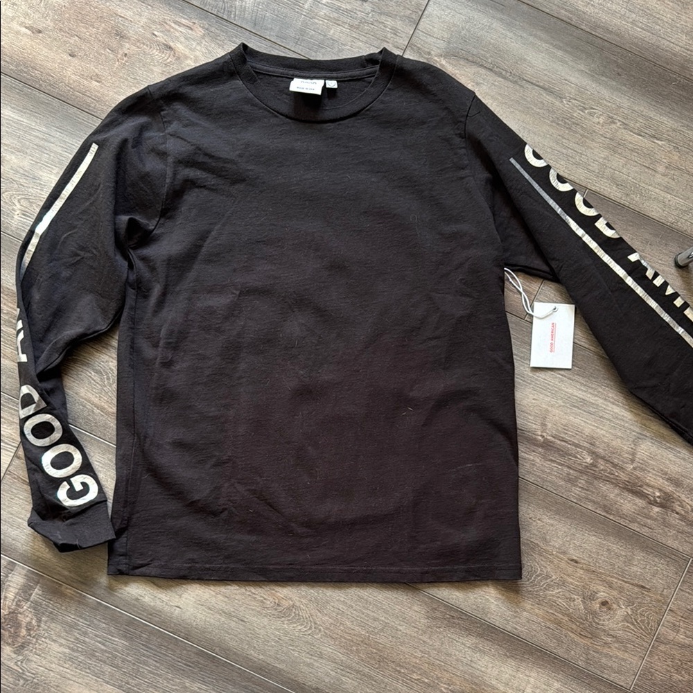 Good American Black Long Sleeve Shirt